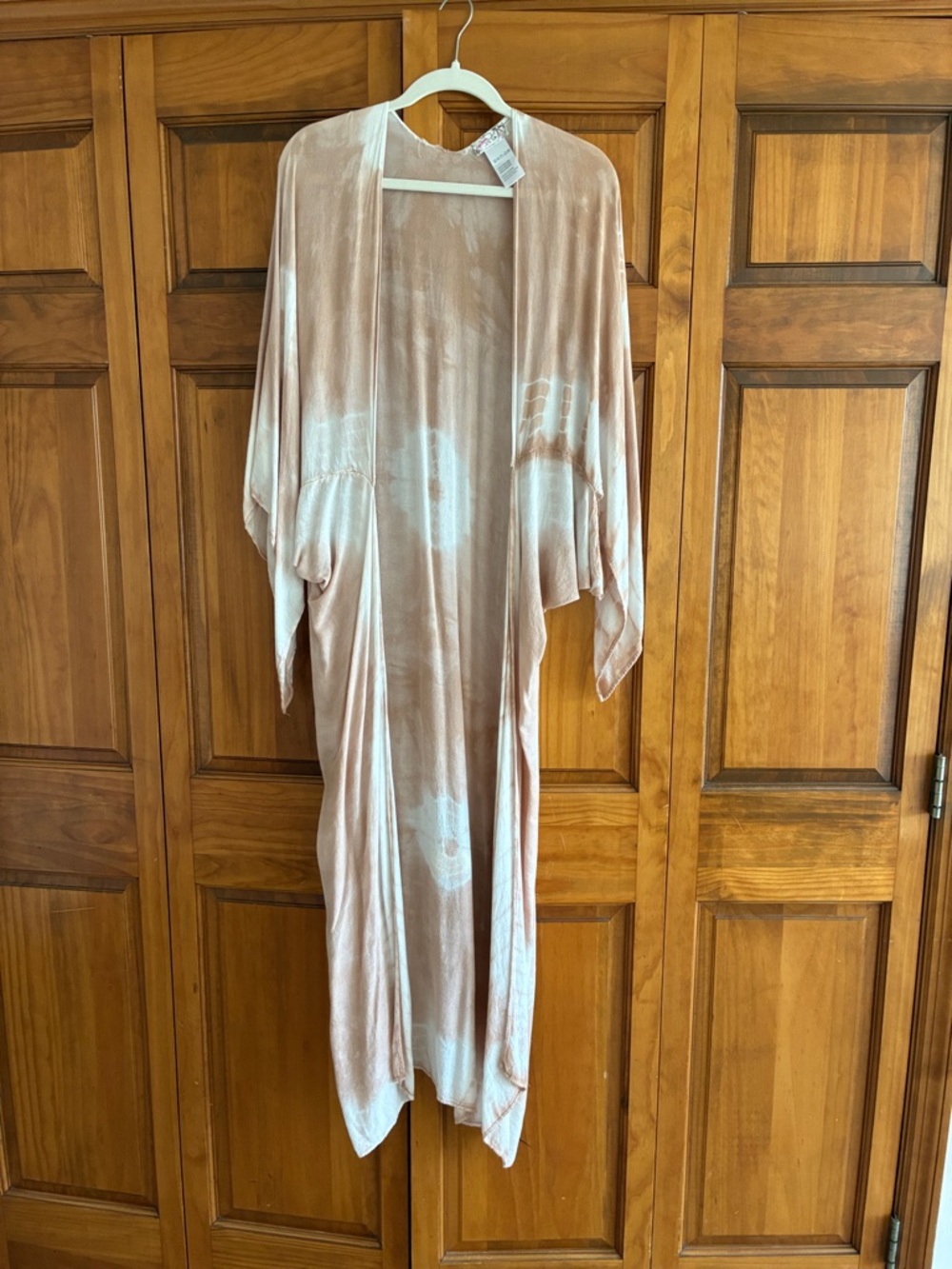 Free People Tie-Dye Kimono Robe in Blush and Ivory